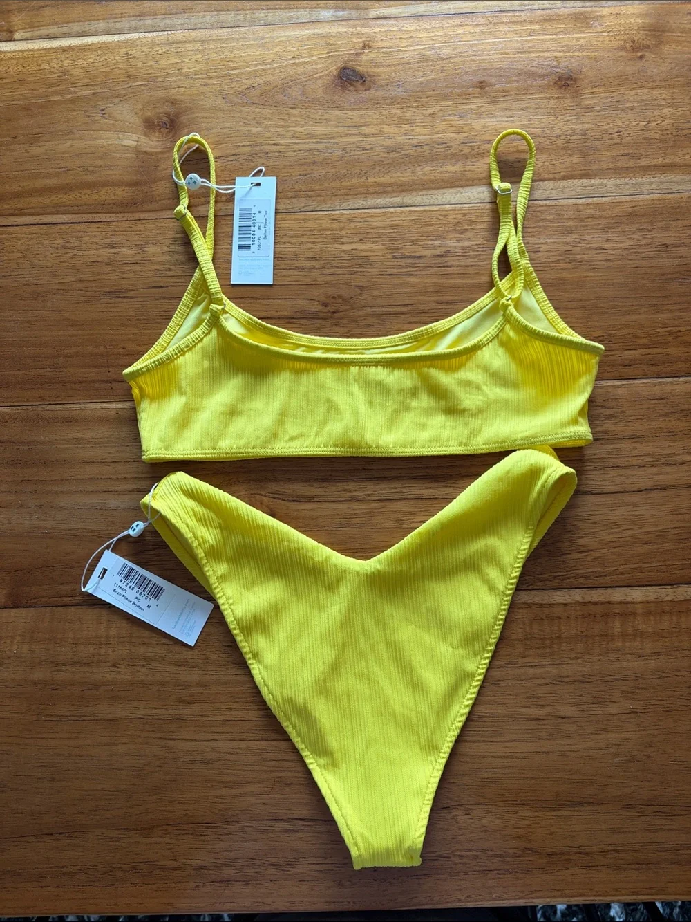 NWT Frankies Bikinis Pina Colada Ribbed Bikini Set
